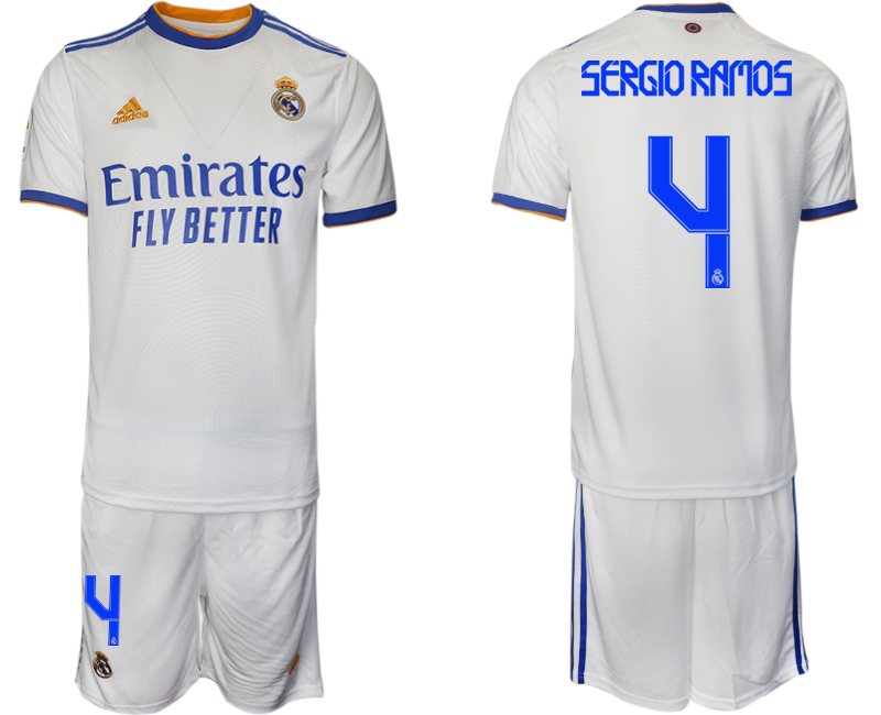 Men 2021-2022 Club Real Madrid home white #4 Soccer Jerseys
